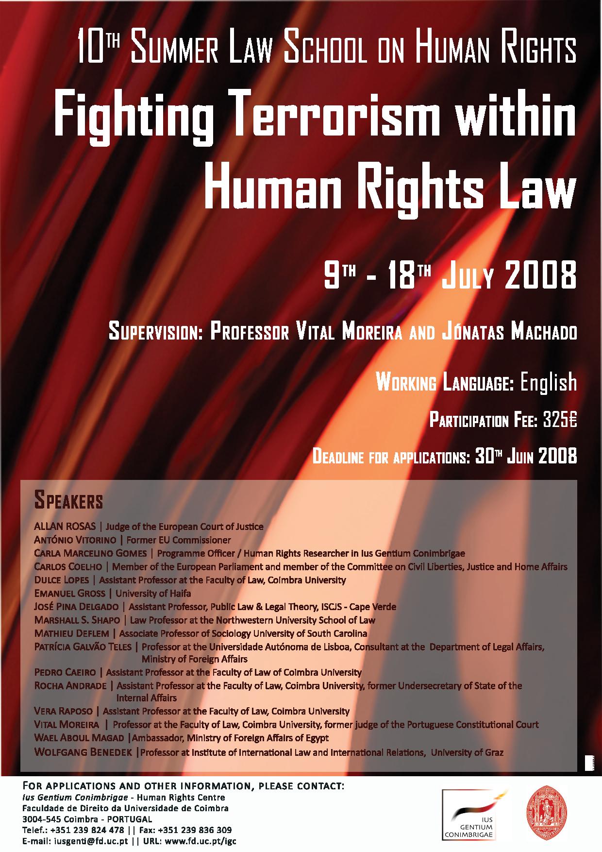 Curso de Verão Fighting Terrorism Within Human Rights Law